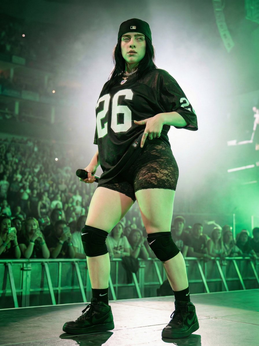 Green Stage Light Female Performer