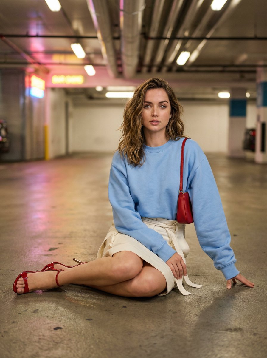 Neon Garage Fashion Editorial Portrait