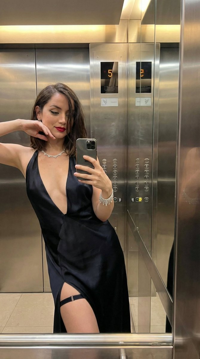Luxury Elevator Evening Dress Selfie