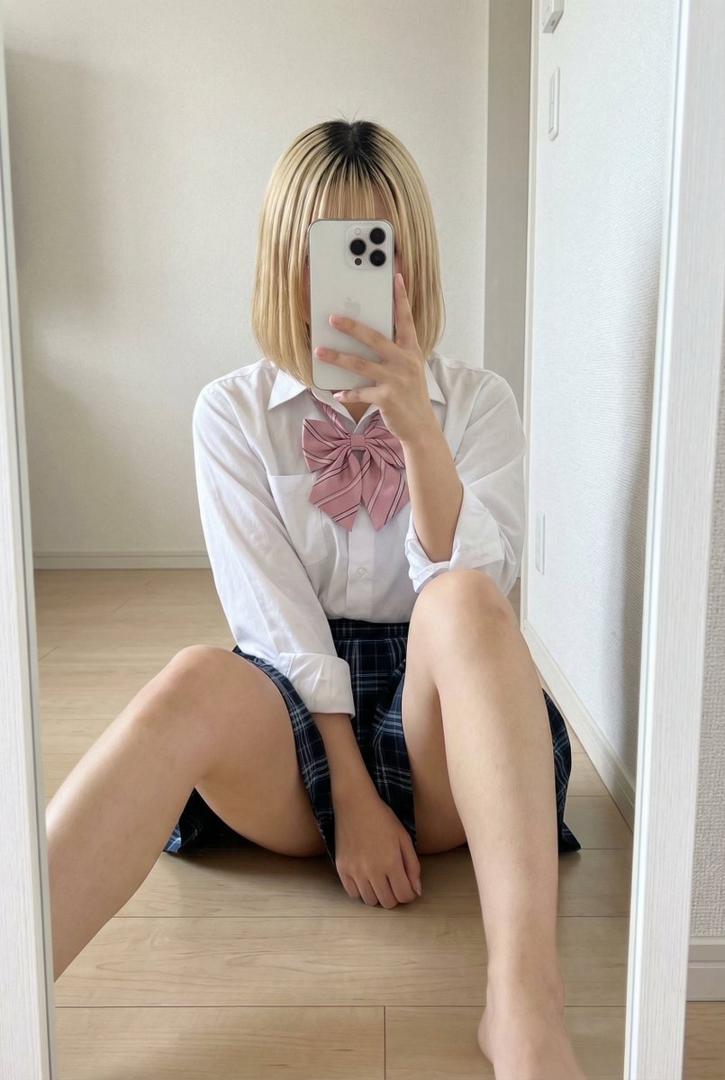 JK School Uniform Mirror Selfie