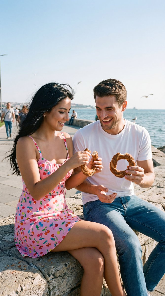 Seaside Couple Sweet Moment