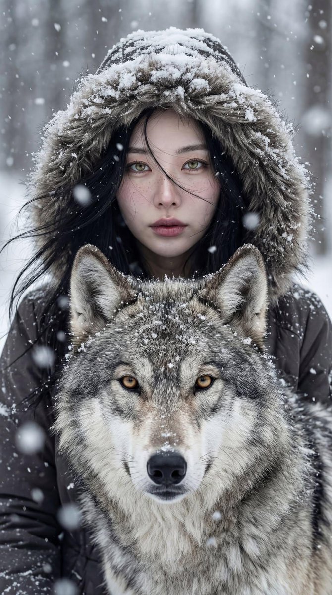 Woman and Wolf: Winter Portrait