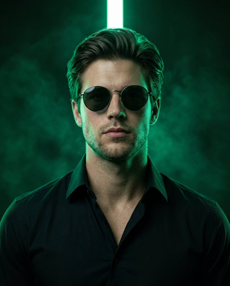Neon Green Cinematic Portrait