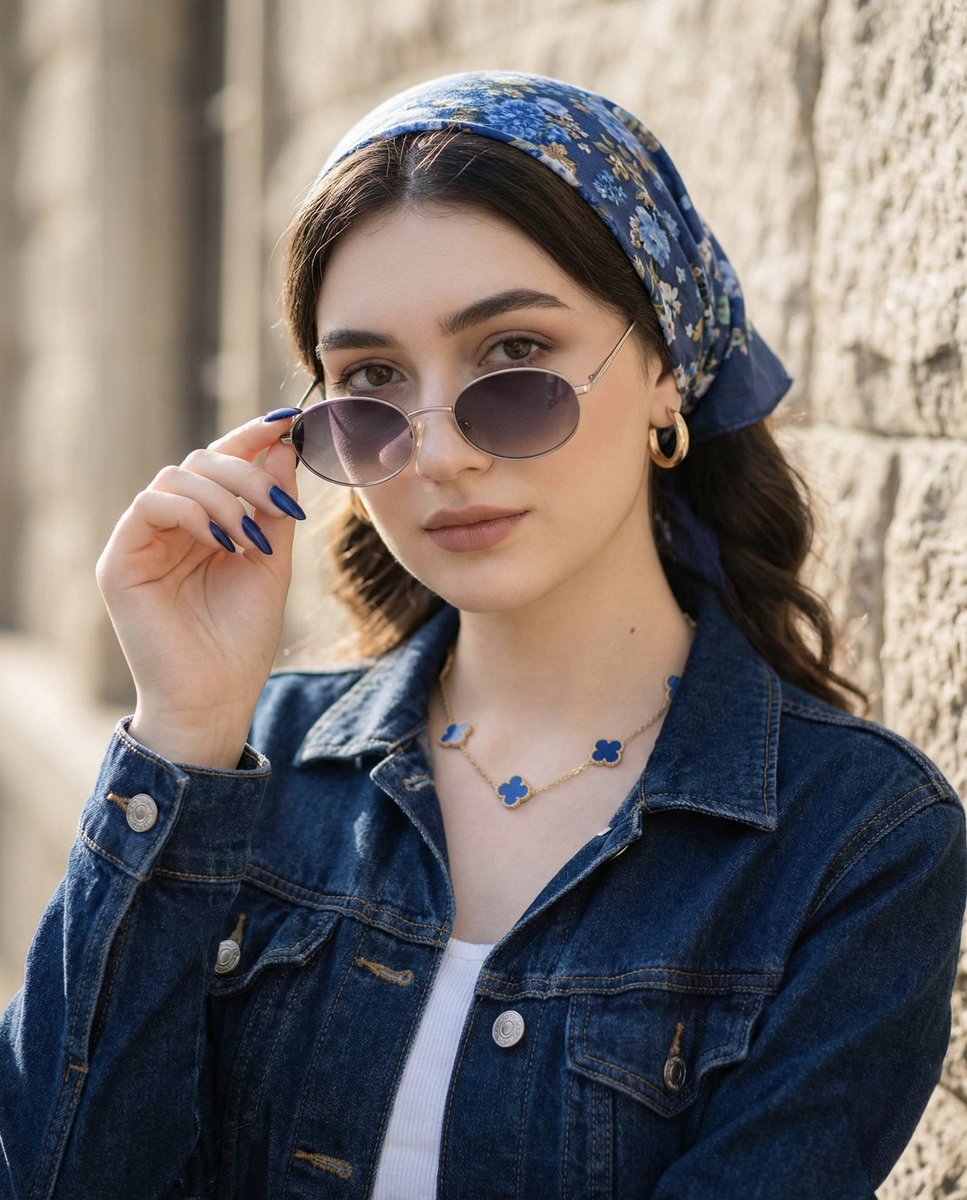 Confident Young Woman in Denim Jacket