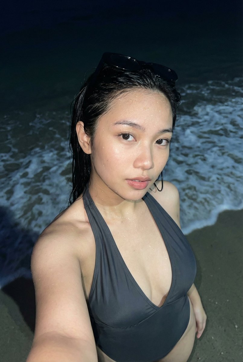 Midnight Beach Wet Hair Selfie Flash