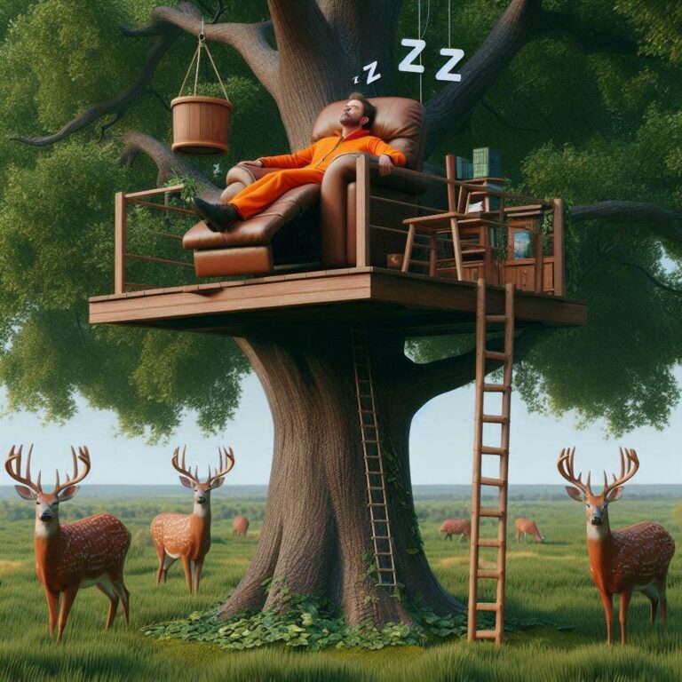 Tree Platform Recliner Deer Scene