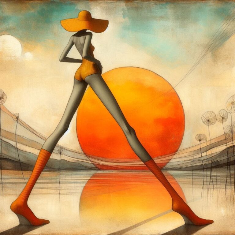 Avant-Garde Sunset Surreal Lady Art