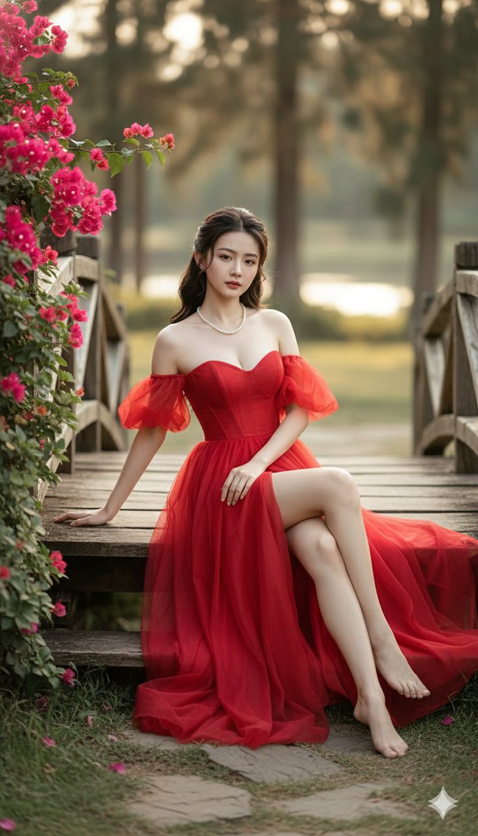 Elegant Red Dress Portrait