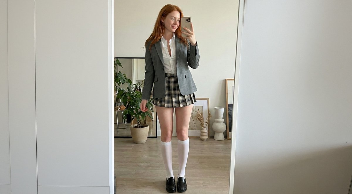 Redhead Mirror Selfie Fashion Look