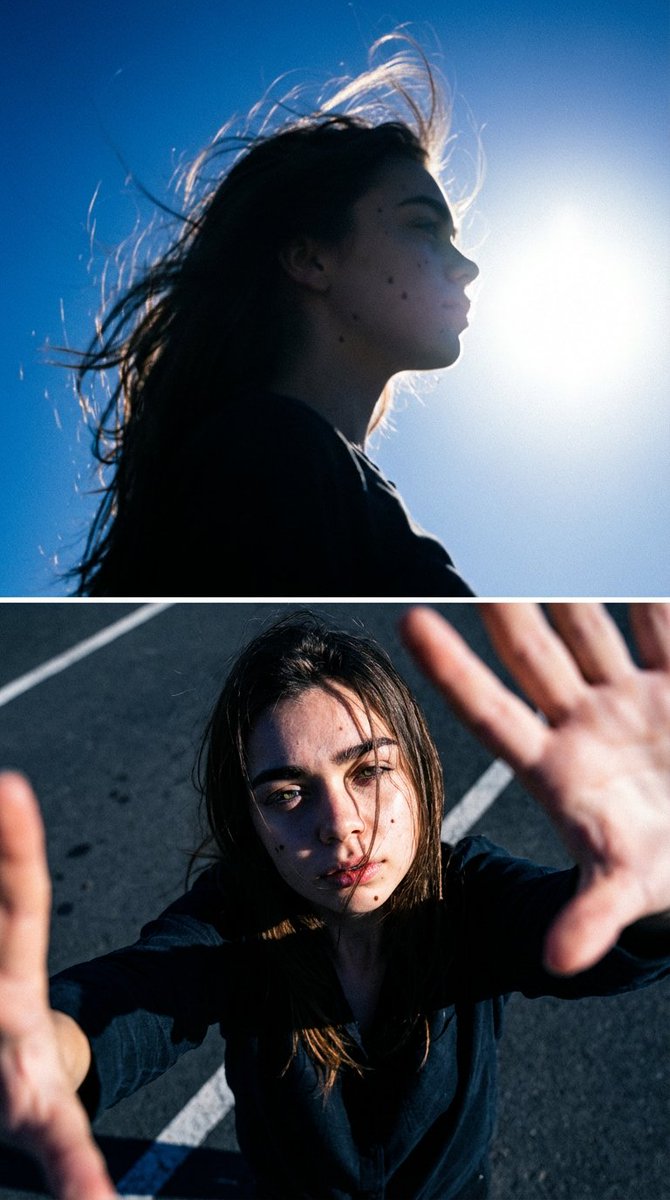 Cinematic Blue Diptych Portrait