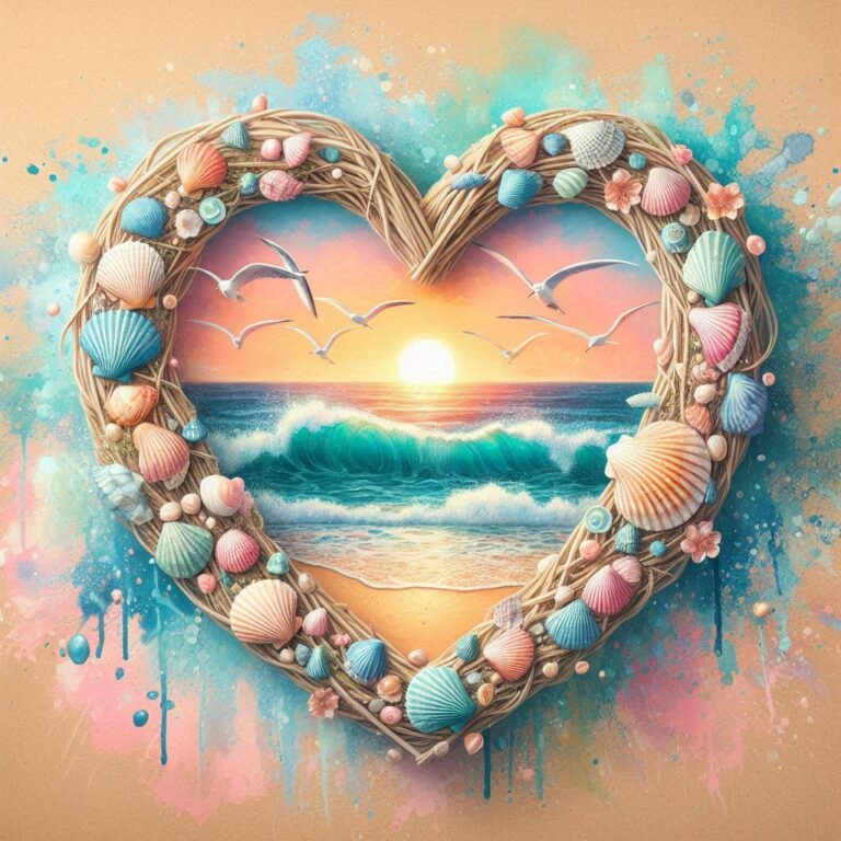 Pastel Seashell Heart Wreath