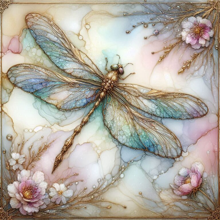 Dragonfly with Spring Flowers