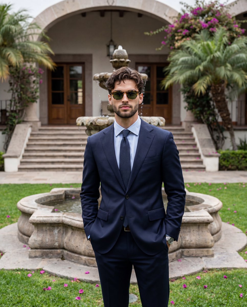 Dapper Gentleman at Estate Fountain
