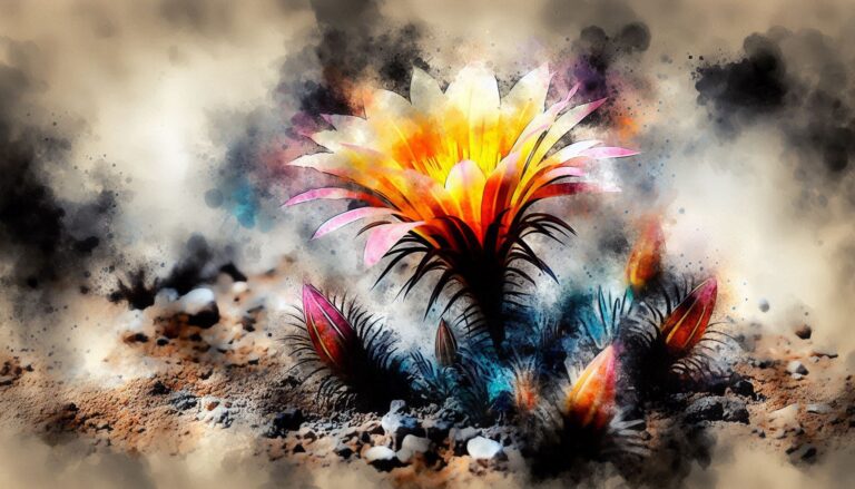 CloseUp Vibrant Desert Flower Watercolor Effect