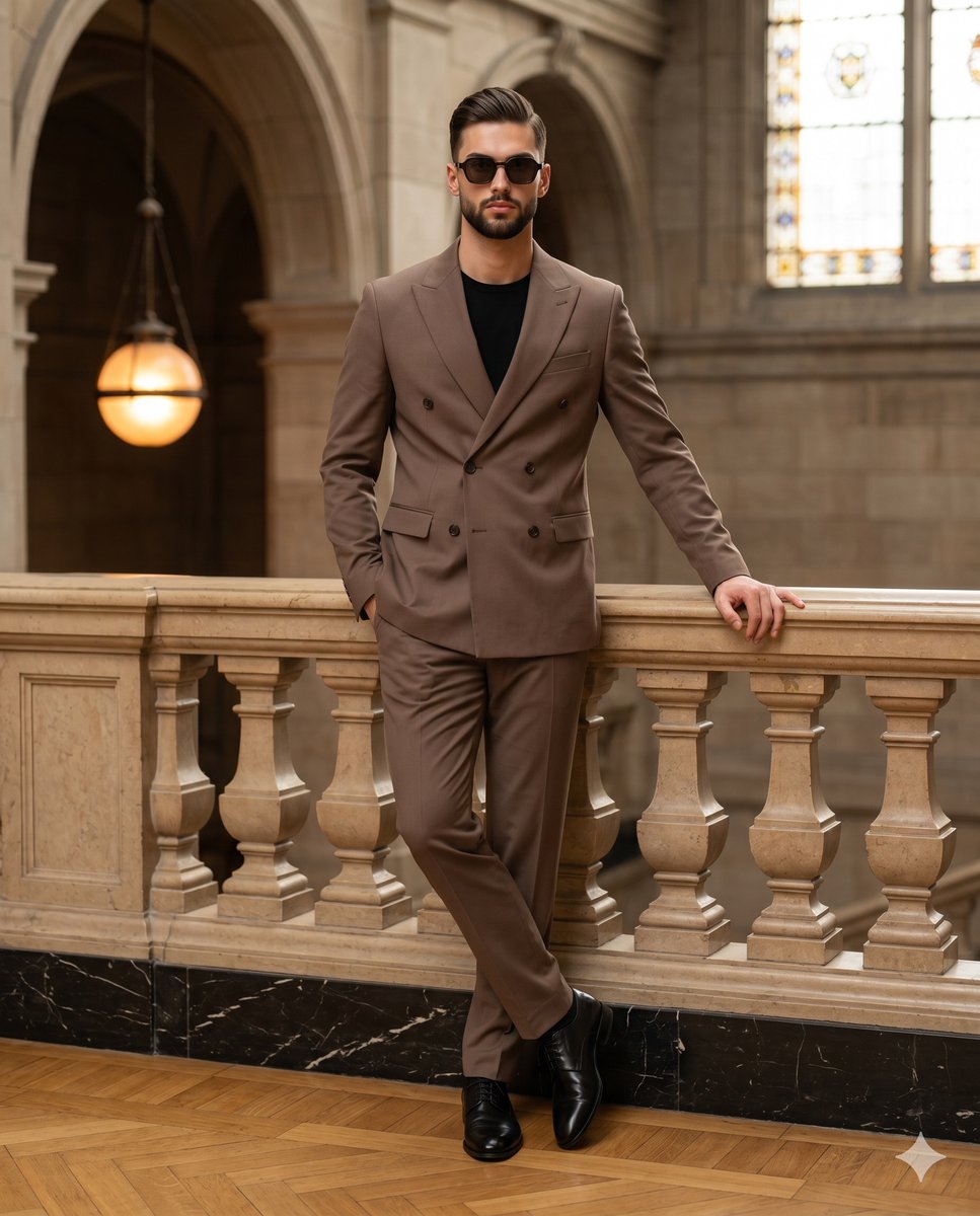 Mocha Suit Men Fashion Editorial