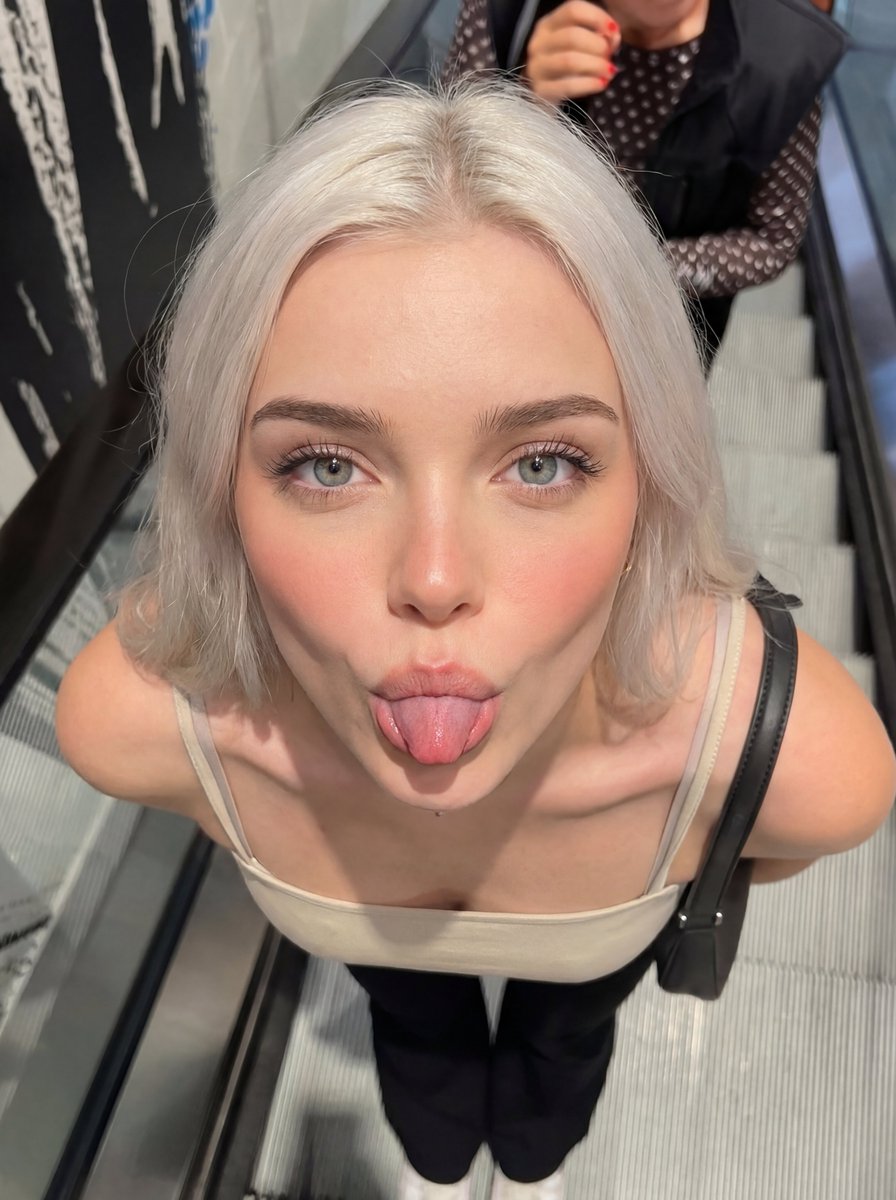 Playful Escalator Selfie