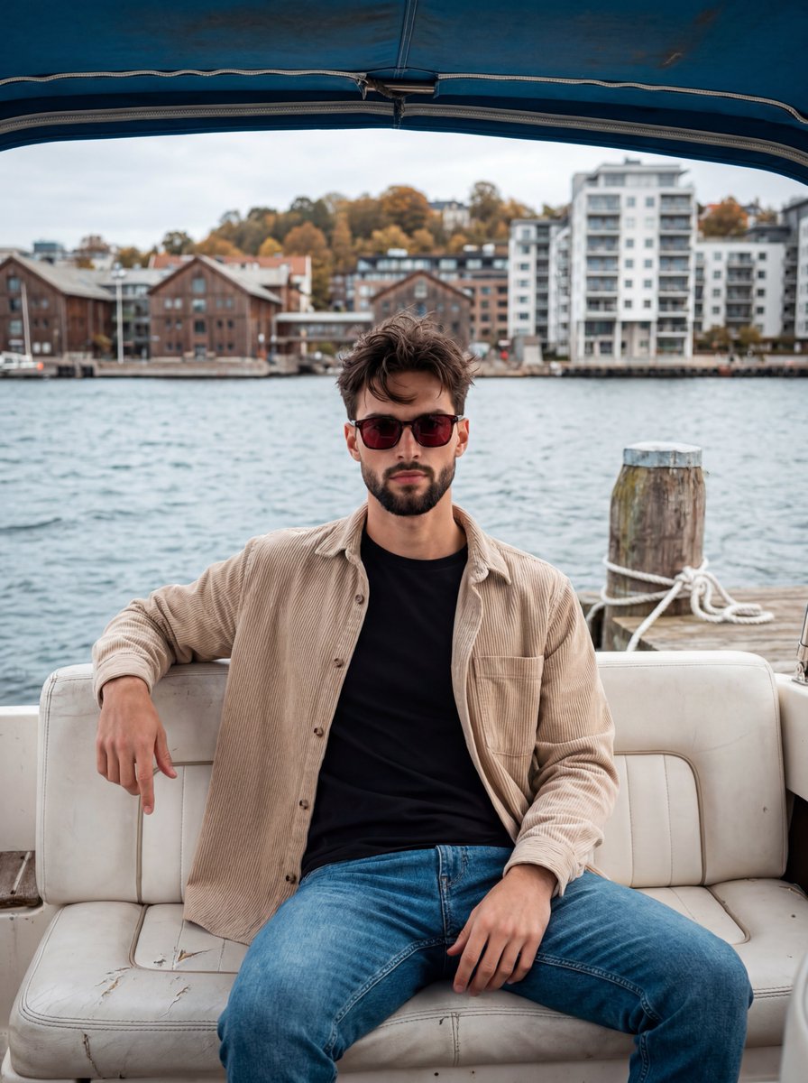 Cool Guy on Boat Waterfront Portrait