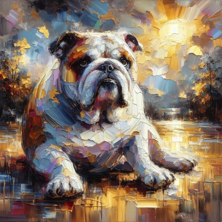 Oil Painting of an Elderly Golden Retriever