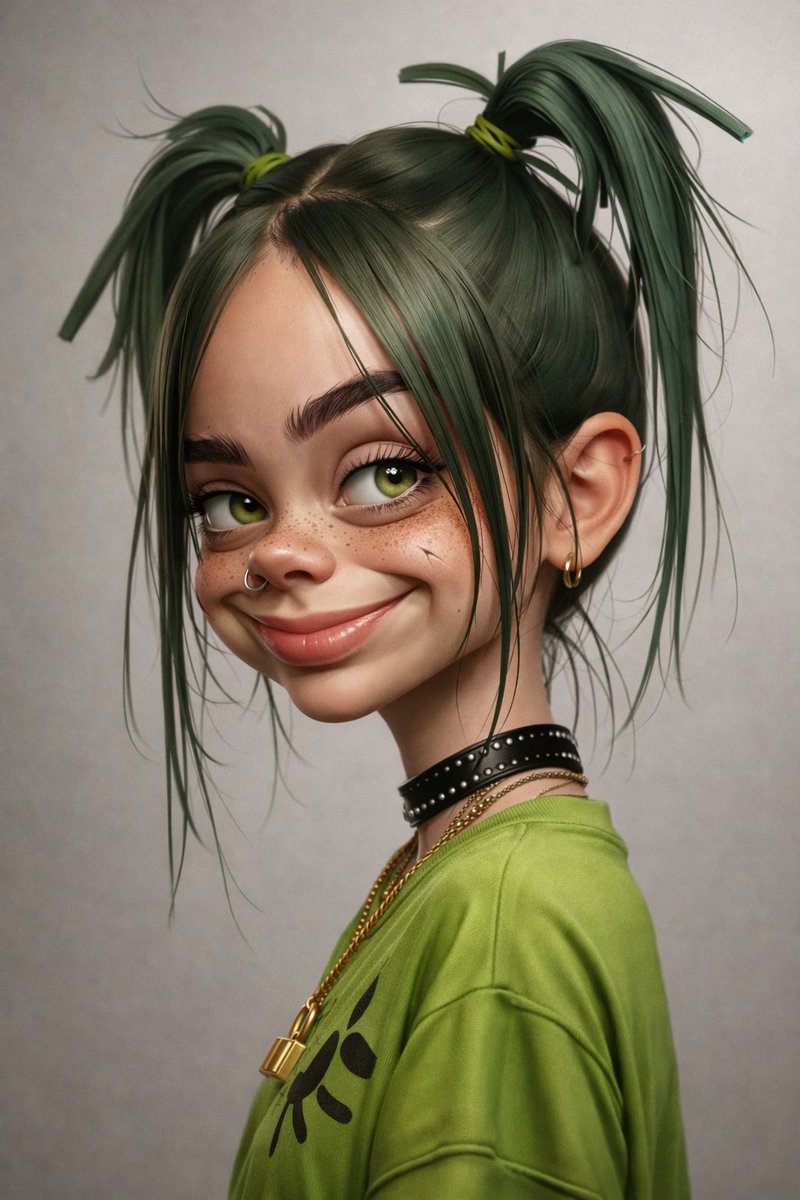 Green Pigtails 3D Portrait