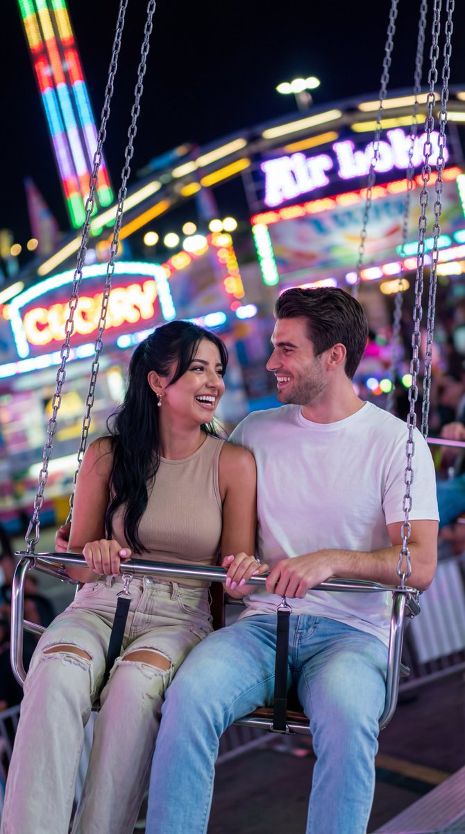 Couple Night Swing Ride Romance