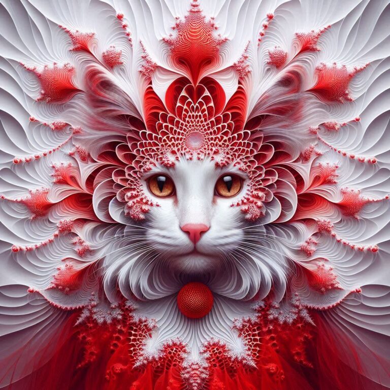 Maine Coon Cat in Red Fractal