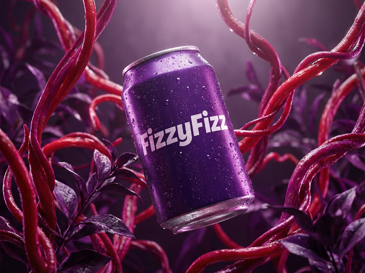 Surreal Floating Purple Beverage Can
