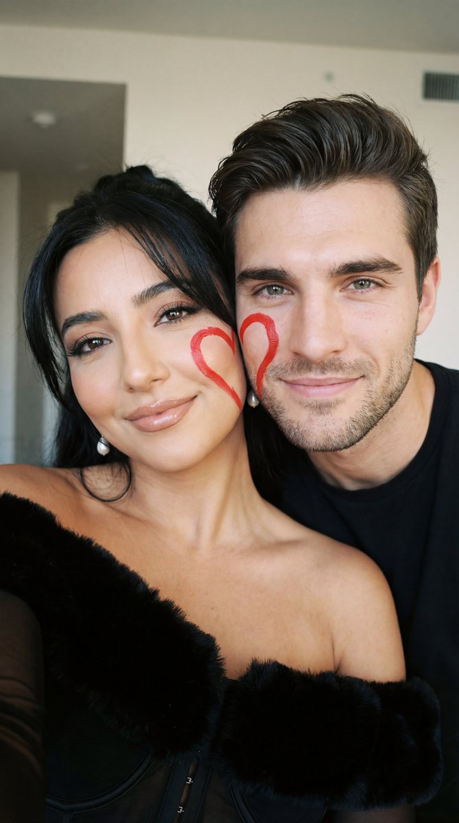 Couple Heart Cheek Selfie