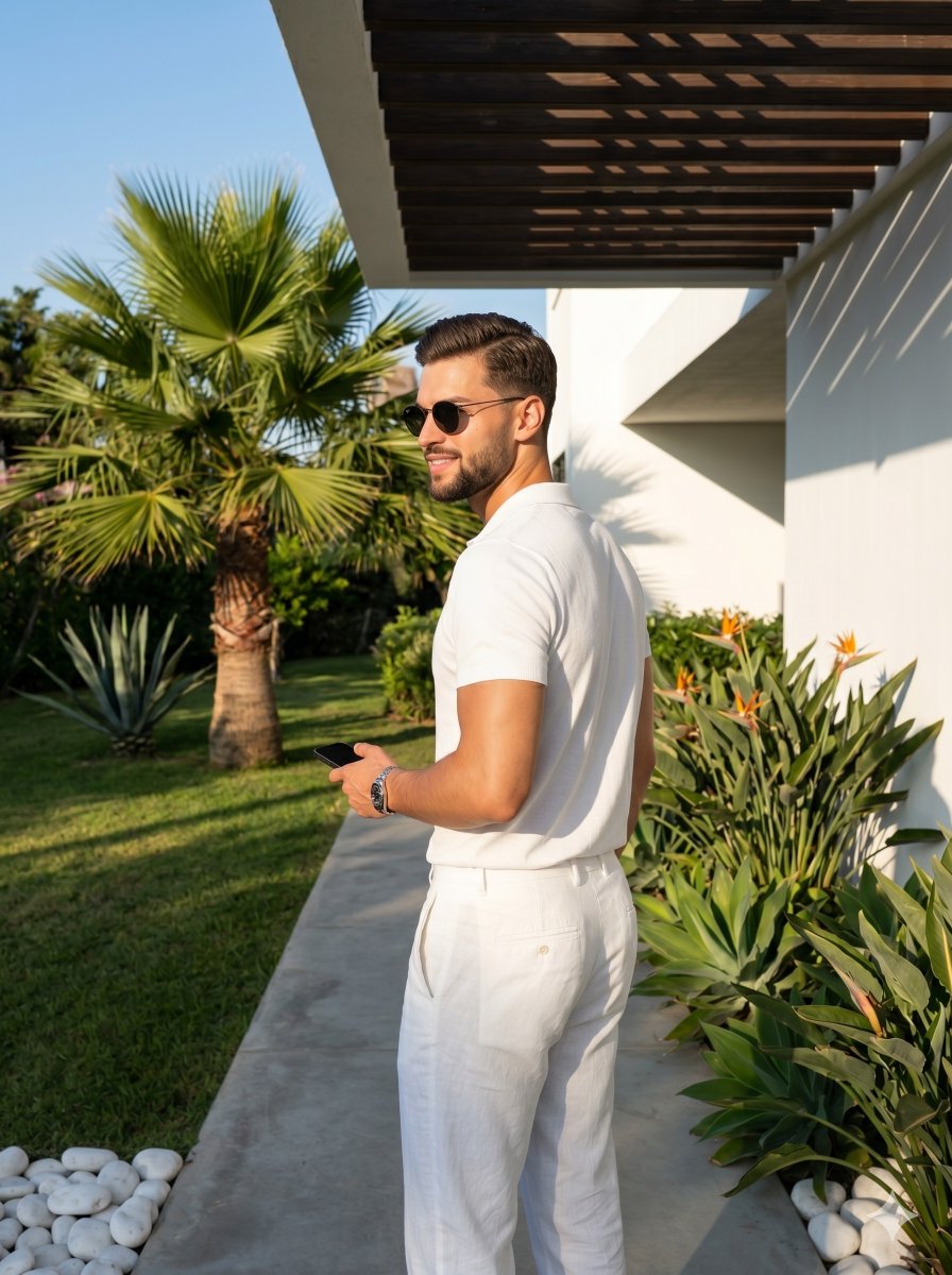 Stylish Man In Tropical Garden