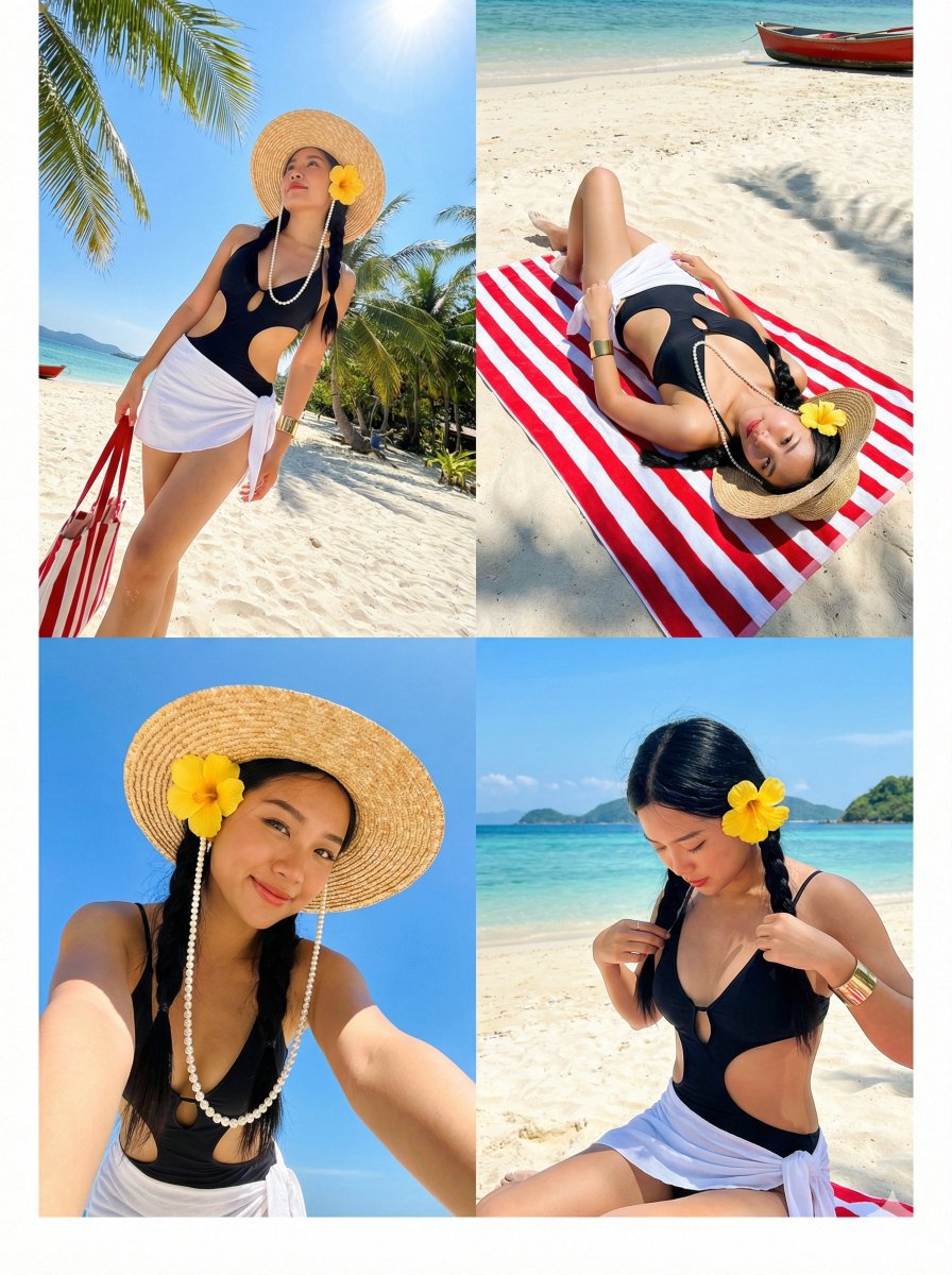 Tropical Beach Photoshoot Collage