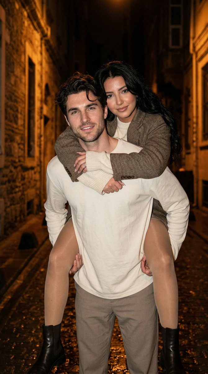 Romantic Piggyback Ride Istanbul Night Street