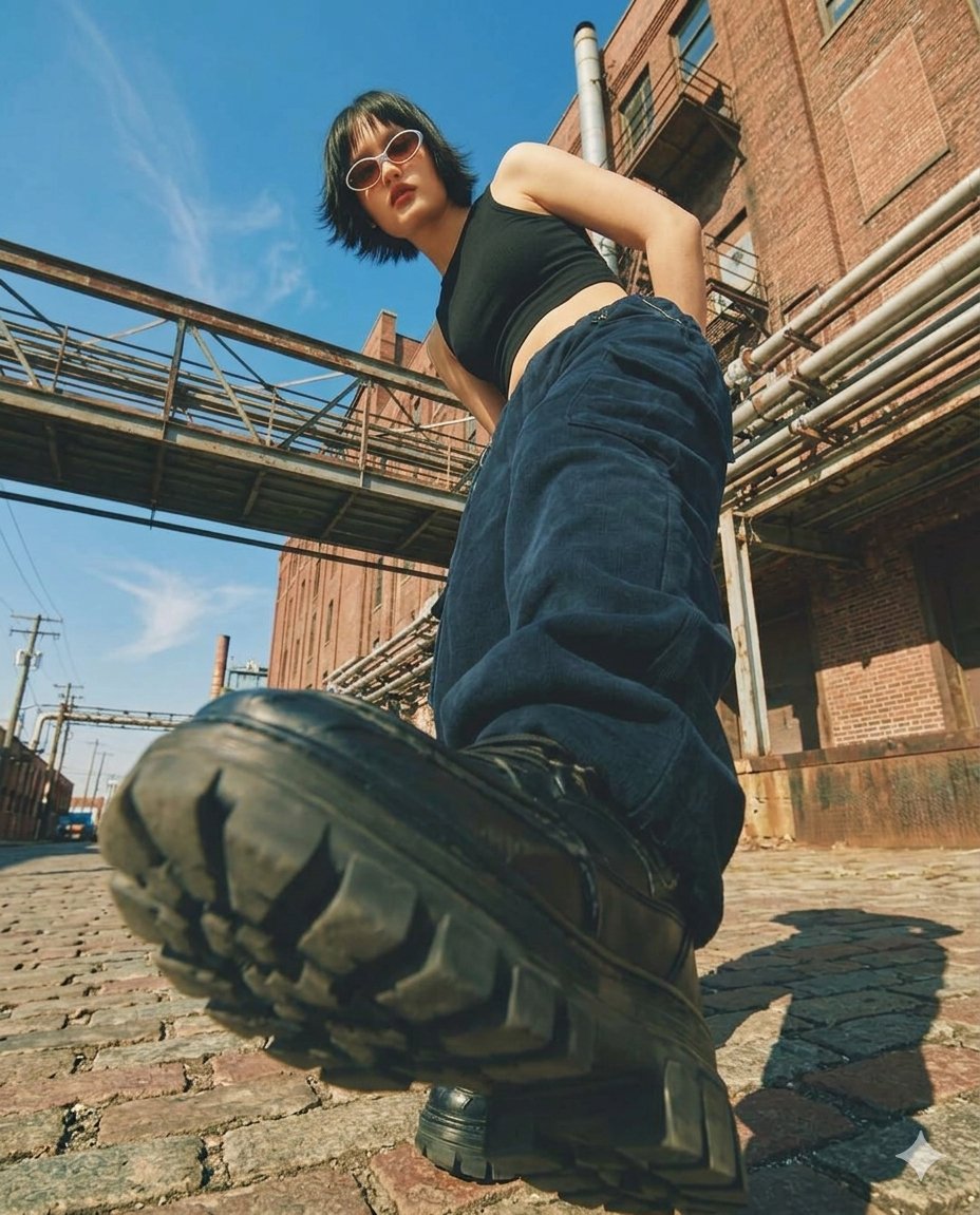 Cinematic Industrial Street Fashion Portrait