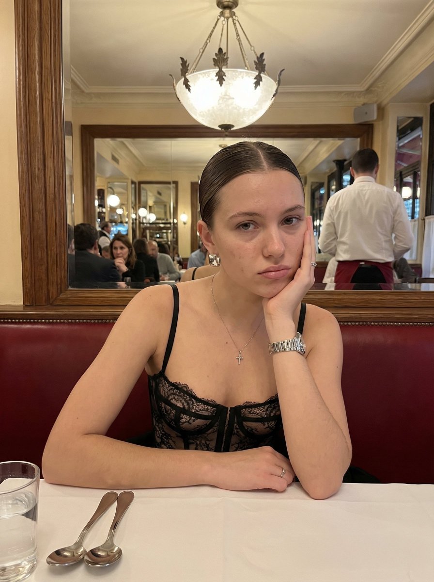 Elegant Woman in Bistro