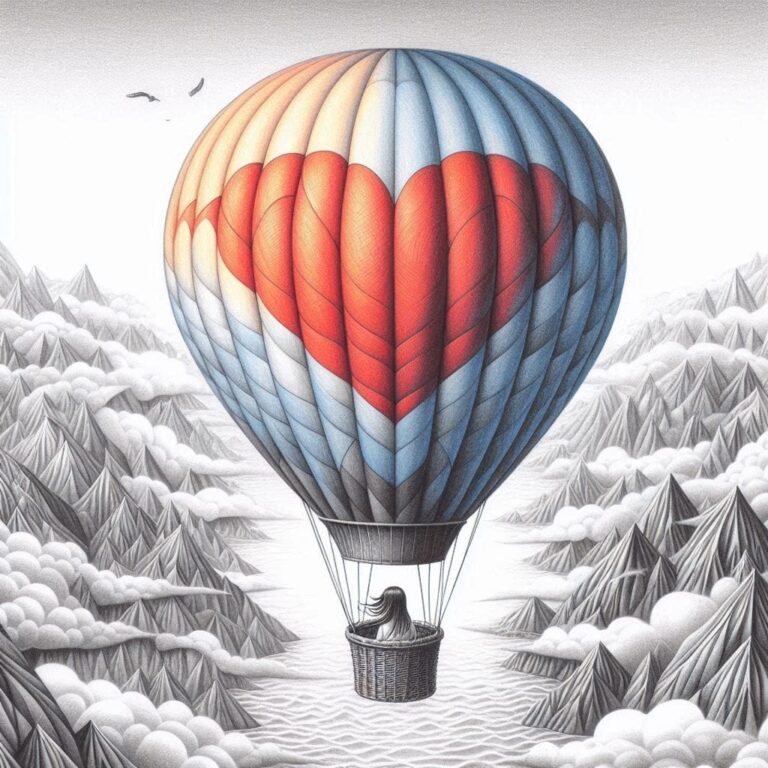 Graphite Pencil Drawing of Hot Air Balloon