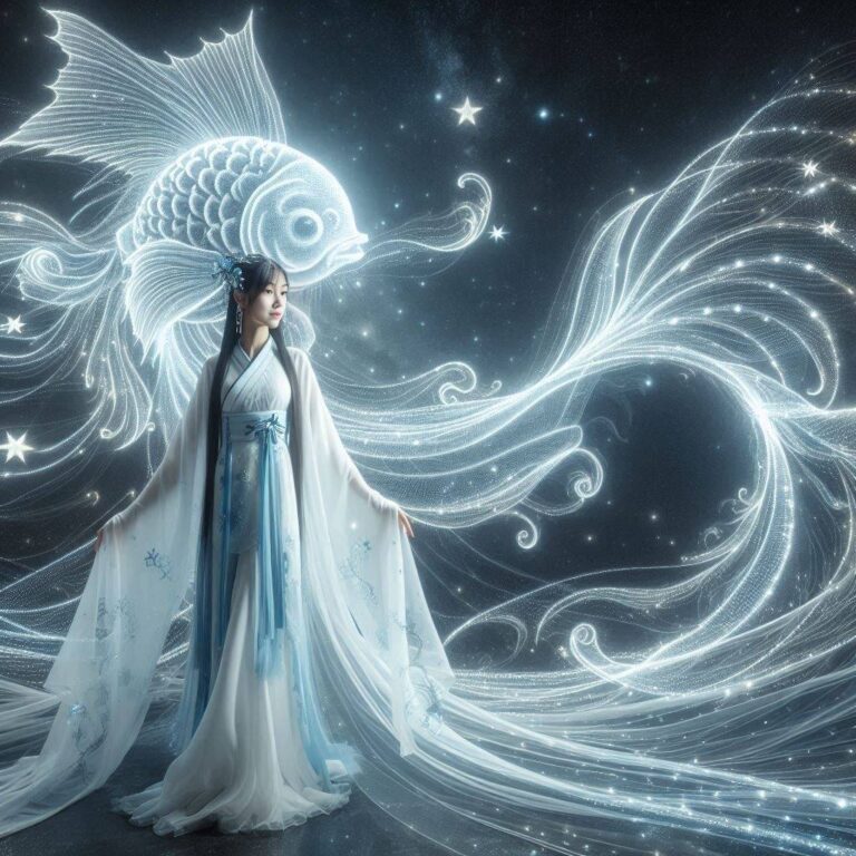 Starry Fish Shape with Elegant Hanfu Woman