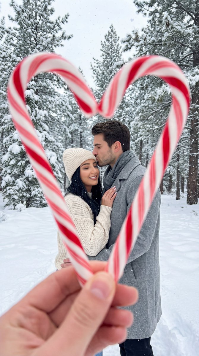 Winter Couple Candy Cane Romance