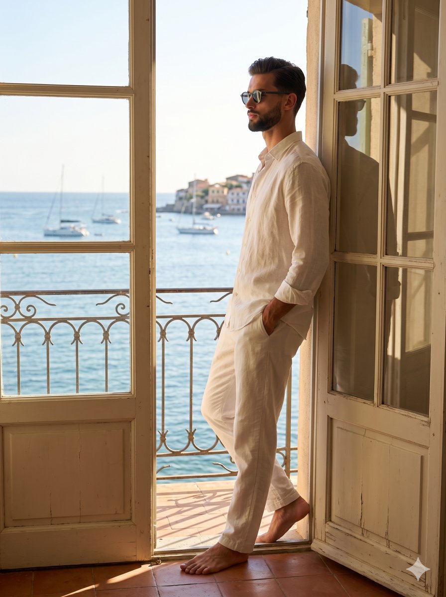 Mediterranean Summer Linen Style Portrait