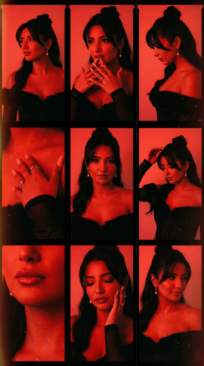 Red Gel Film Contact Sheet Portrait