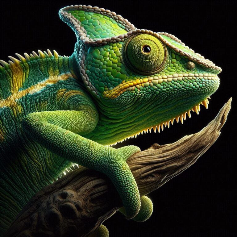 Close-Up Photorealistic Chameleon with Vibrant Colors