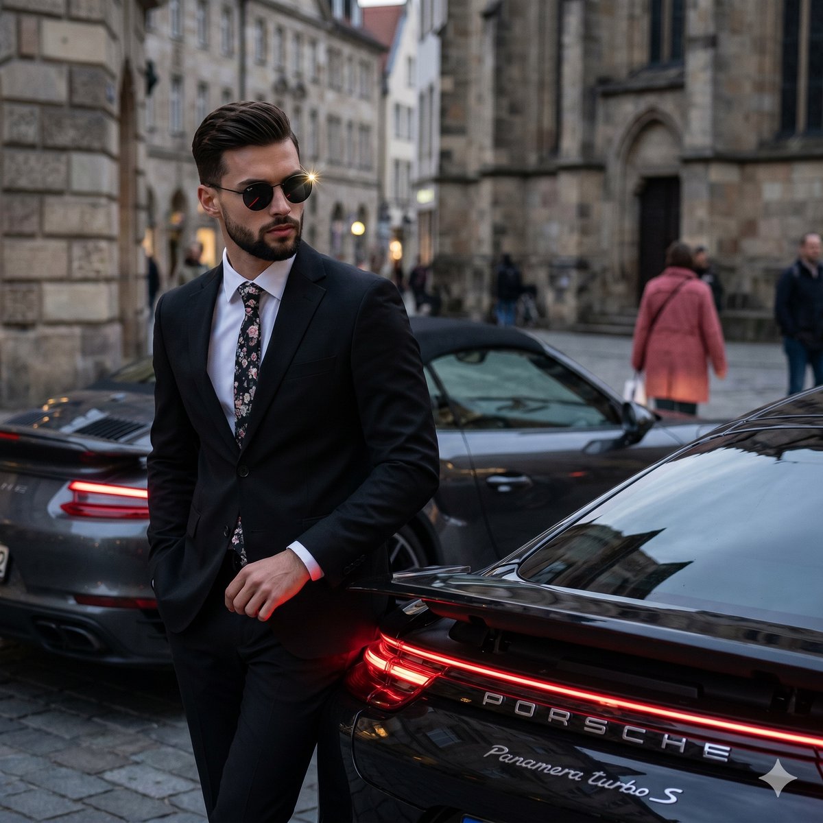Gentleman in Black by the Panamera