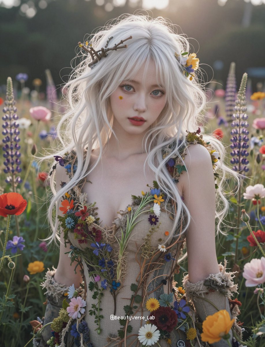 Ethereal Wildflower Field Fantasy Portrait