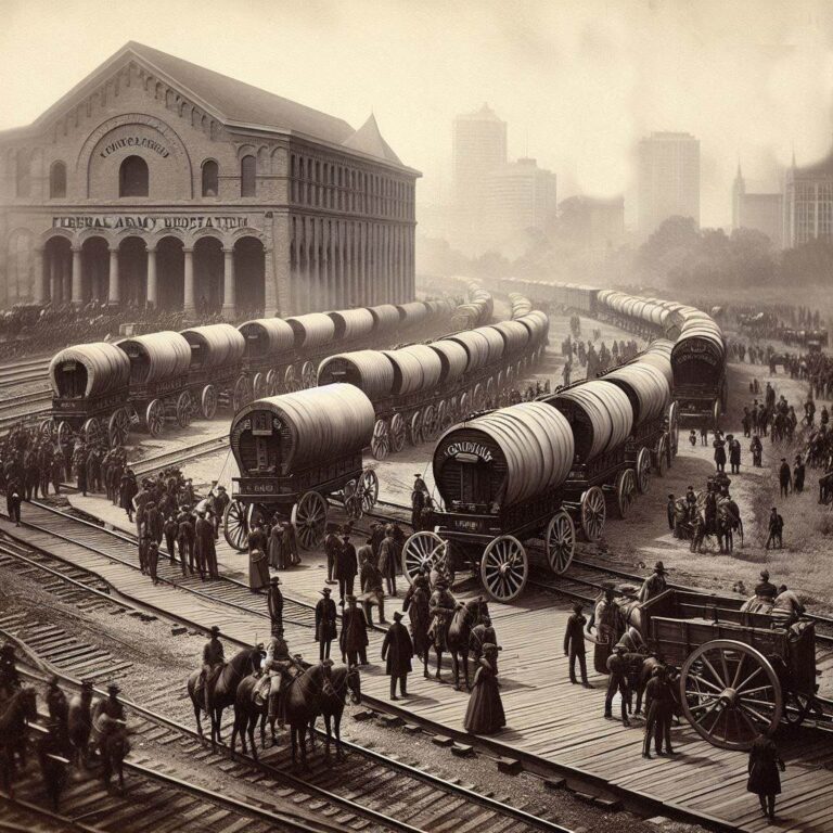 Federal Army Wagons at Atlanta Depot, 1864