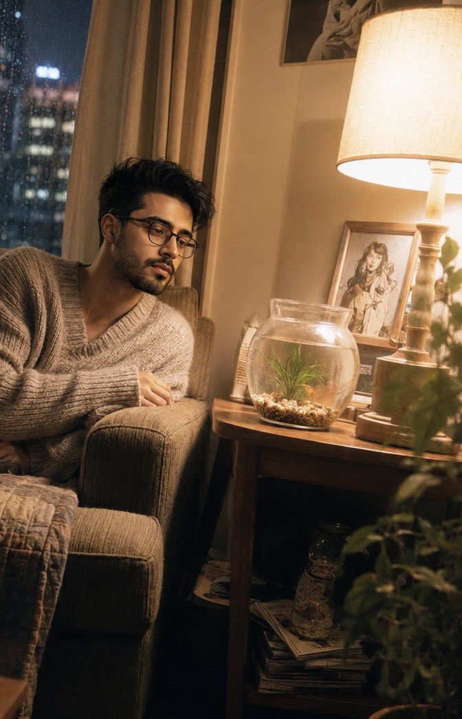 Rainy Night Urban Contemplation Portrait