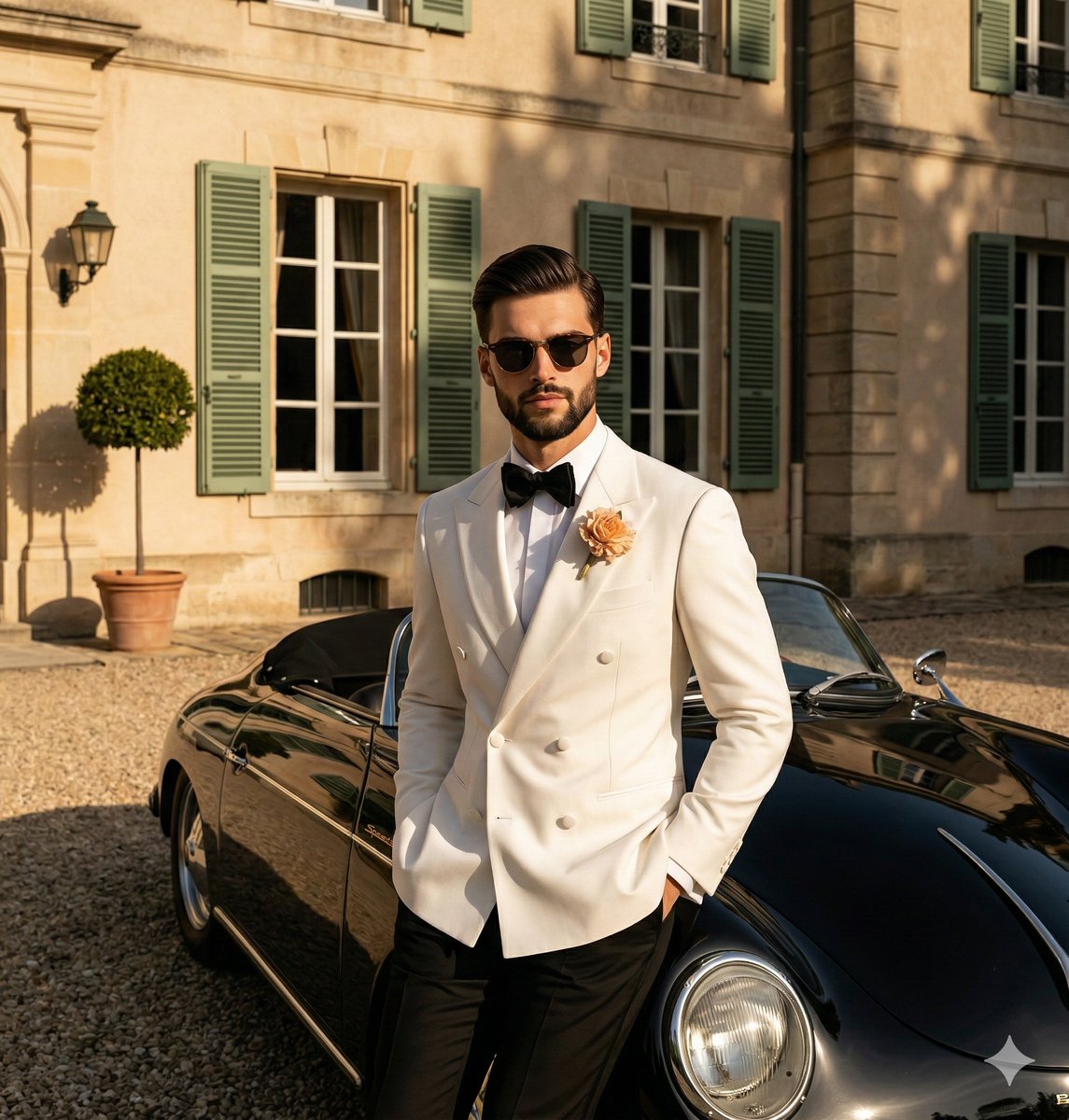 Vintage Gentleman With Classic Porsche