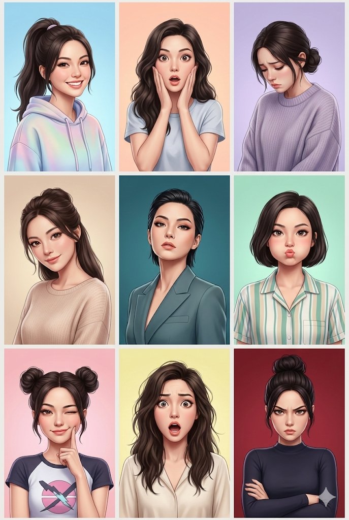 3x3 Emotion Avatar Grid