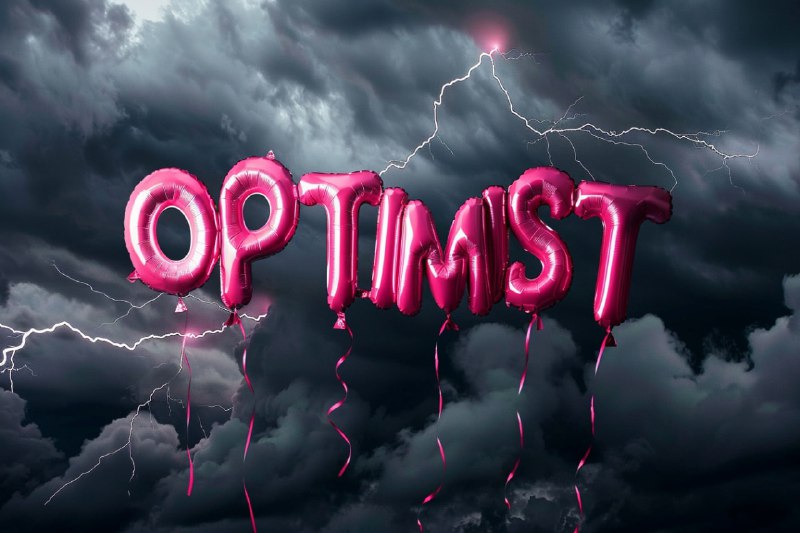 Pink Balloon Text “OPTIMIST” in Storm