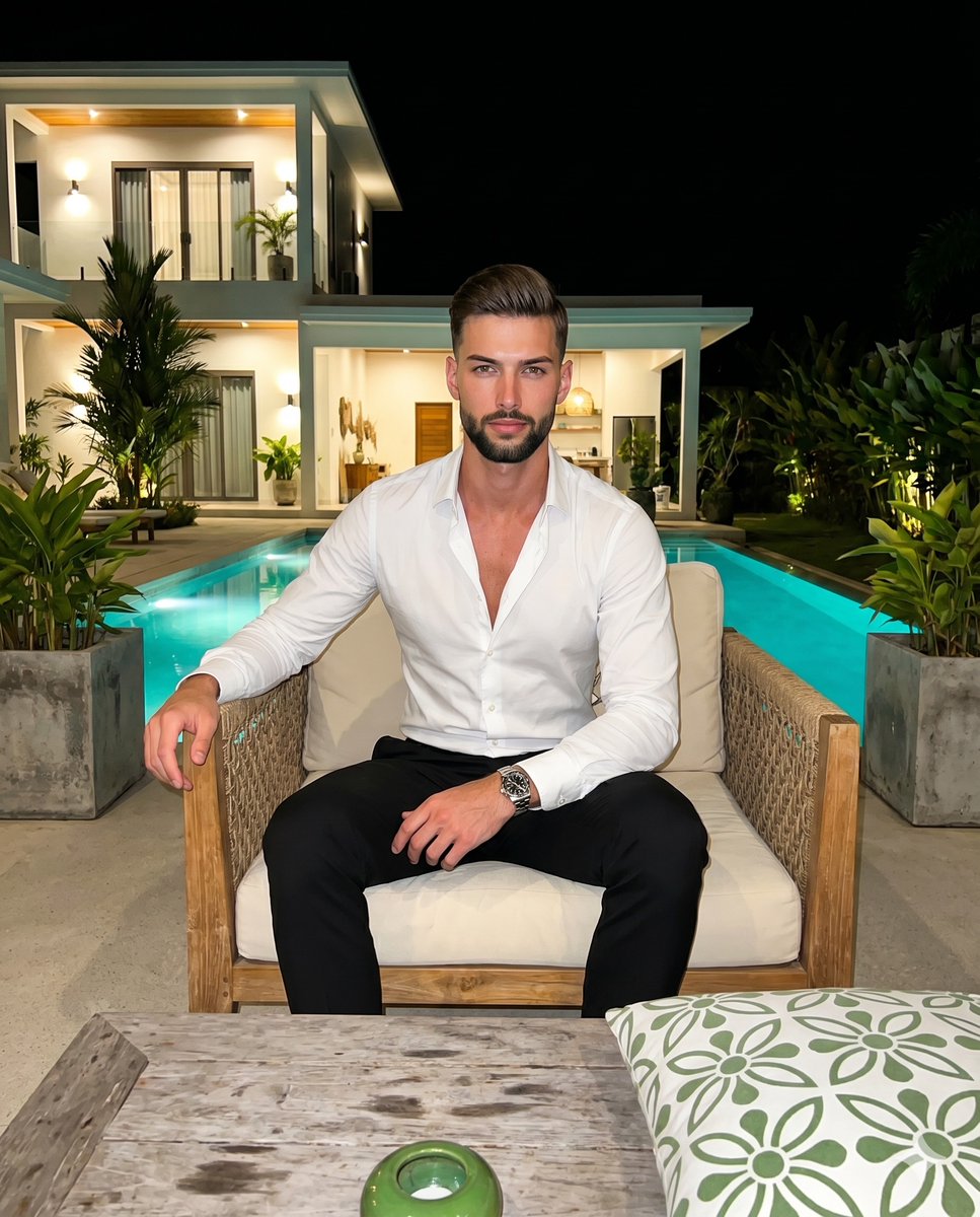 Night Poolside Male Portrait
