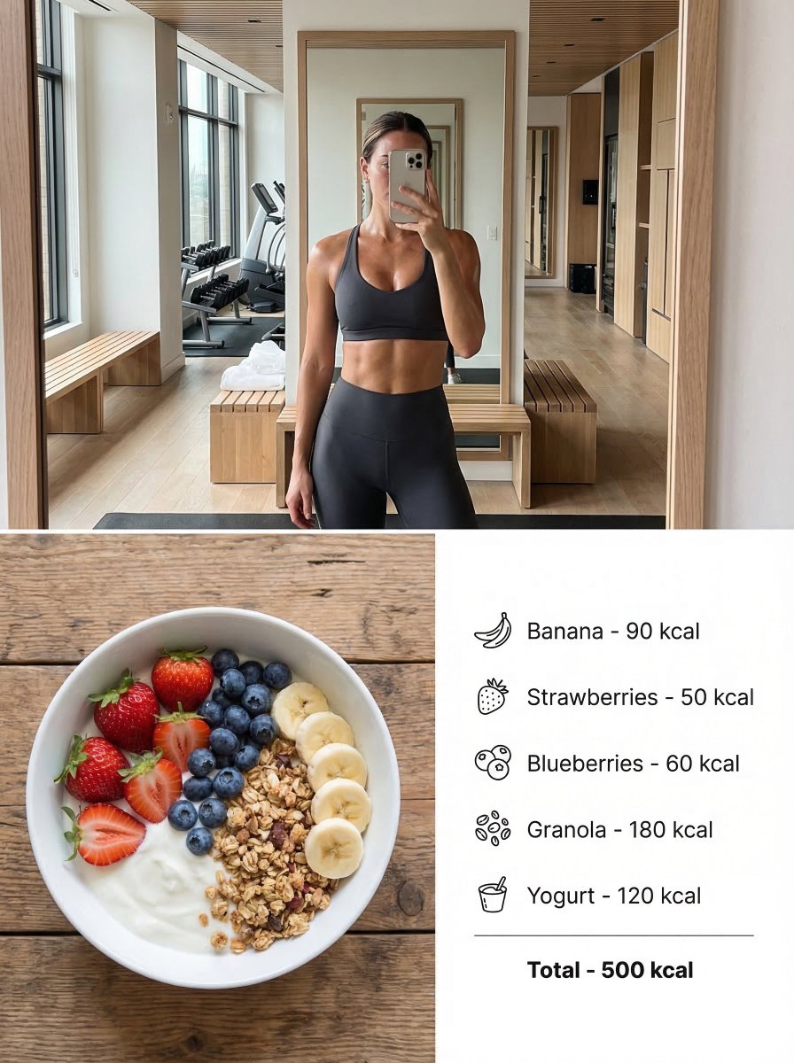 Gym Selfie and Healthy Bowl