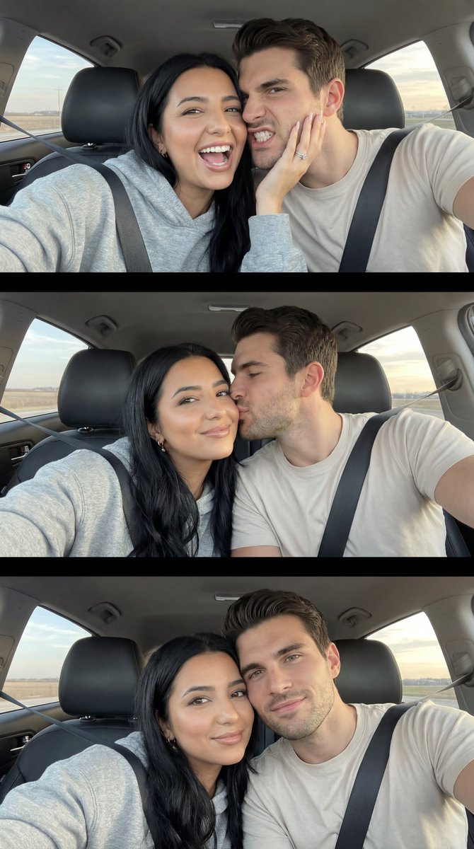 Playful Couple Car Selfie