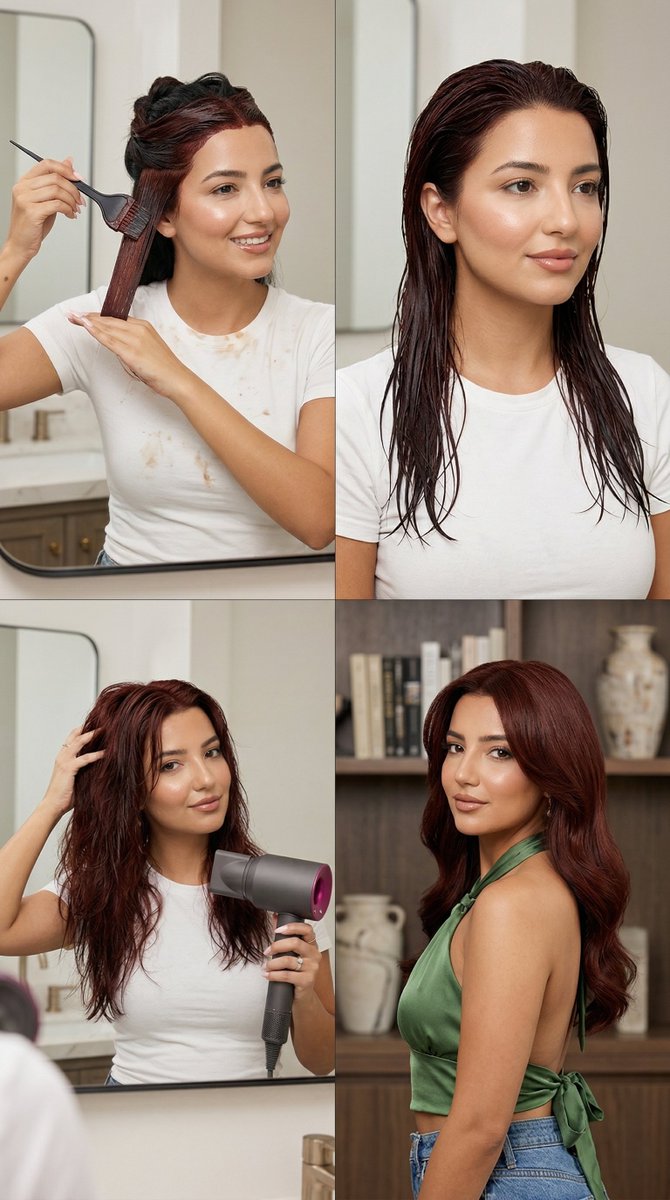 At-Home Hair Dye Transformation Grid