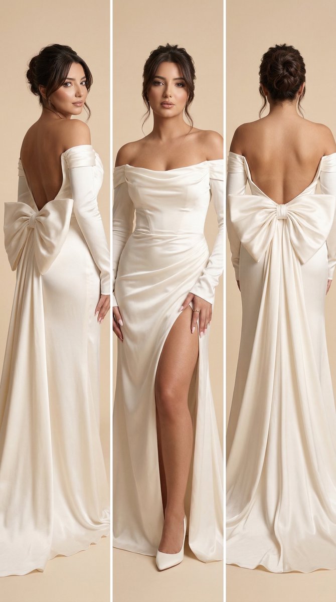 Ivory Satin Bridal Triptych